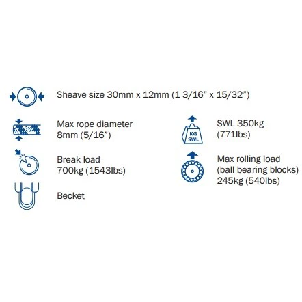 Barton Size1 30mm Single Lightweight Cheek Block 01160 - Image 3