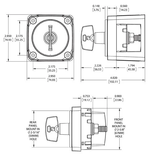 Blue Sea M Series Battery Switch 300 Amp With On-Off Key - Image 3