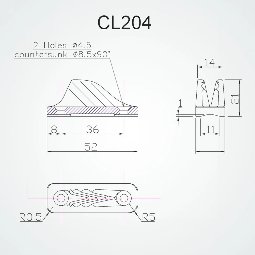 Clamcleat CL204 Mini Rope Cleat 3-6mm - Image 6