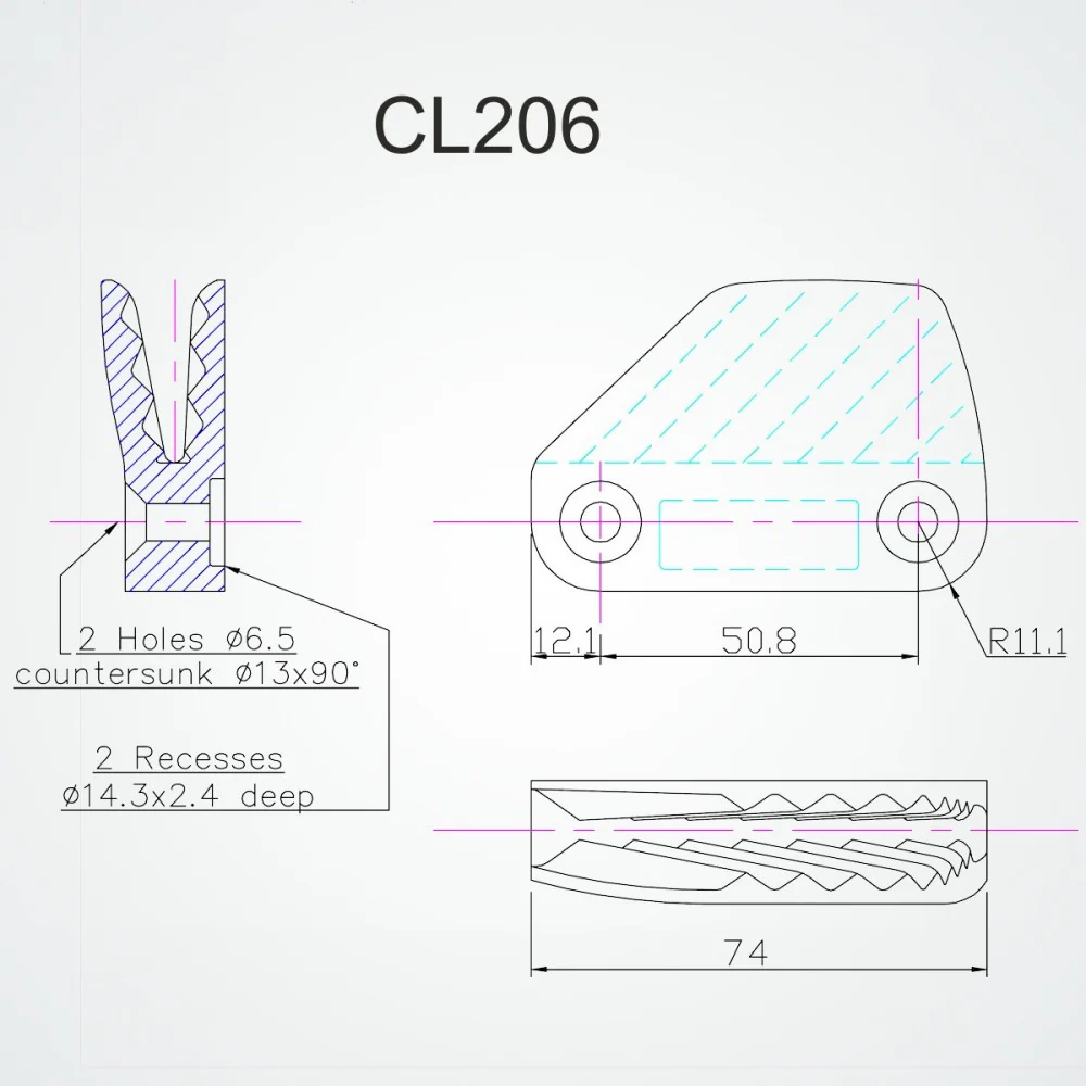 Clamcleat CL206 Lateral Rope Cleat - Starboard - Image 3