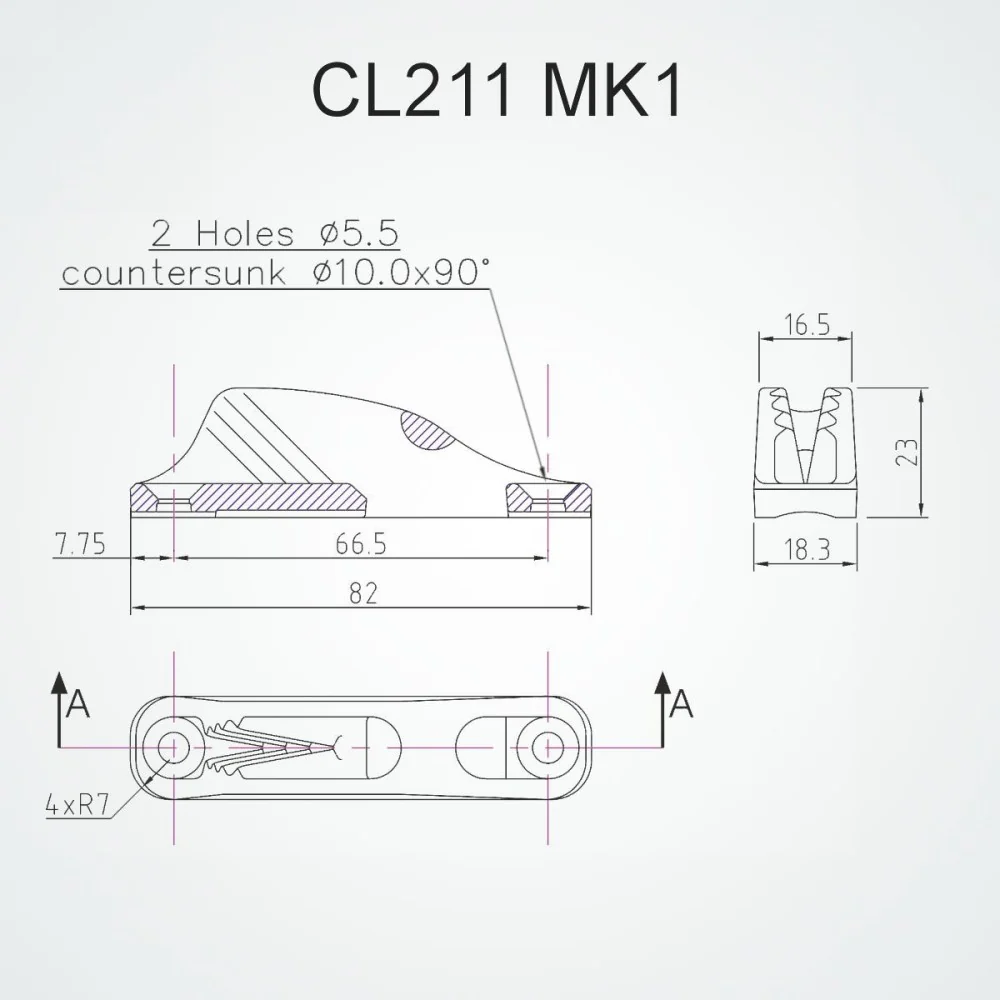 Clamcleat CL211 MK1 Racing Junior  Rope Cleat - Image 6