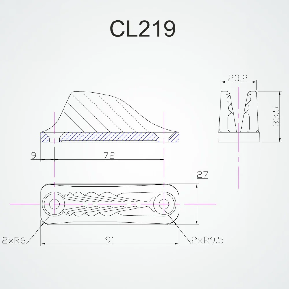 Clamcleat CL219AN Racing Vertical Rope Cleat 12mm - Image 3