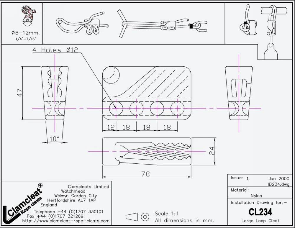 Clamcleat CL234 Nylon Fender Cleat - 6-12mm Rope - Image 5