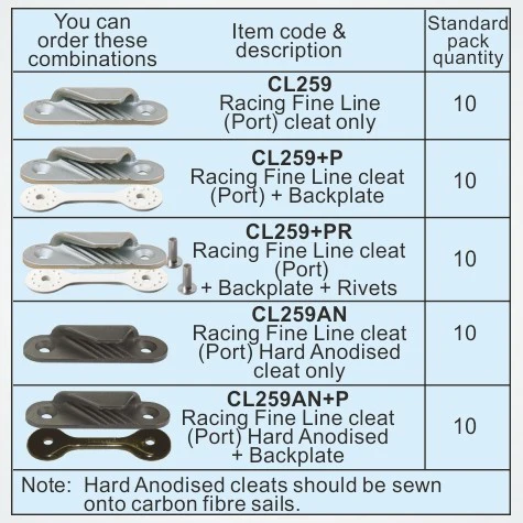 Clamcleat CL259 Racing Fine Line Rope Cleat - Port - Image 7