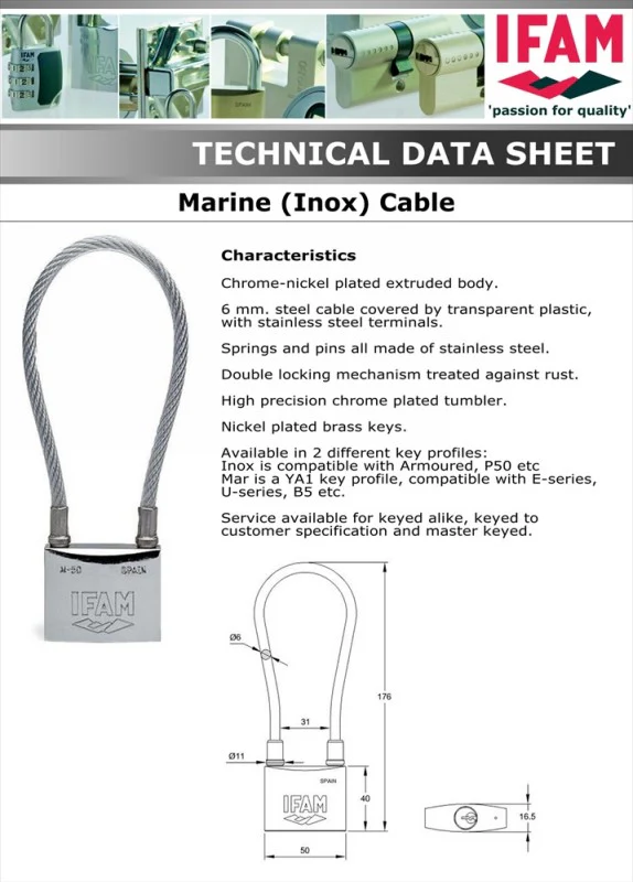 IFAM Marine Cable Padlock Stainless Steel 50mm - Image 4