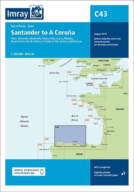 Imray C43 Chart - Santander to A Coruna