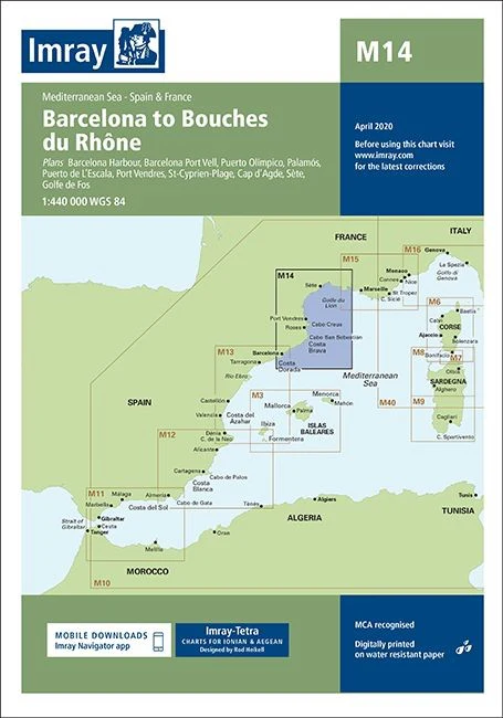 Imray M14 Chart - Barcelona to Bouches du Rhone