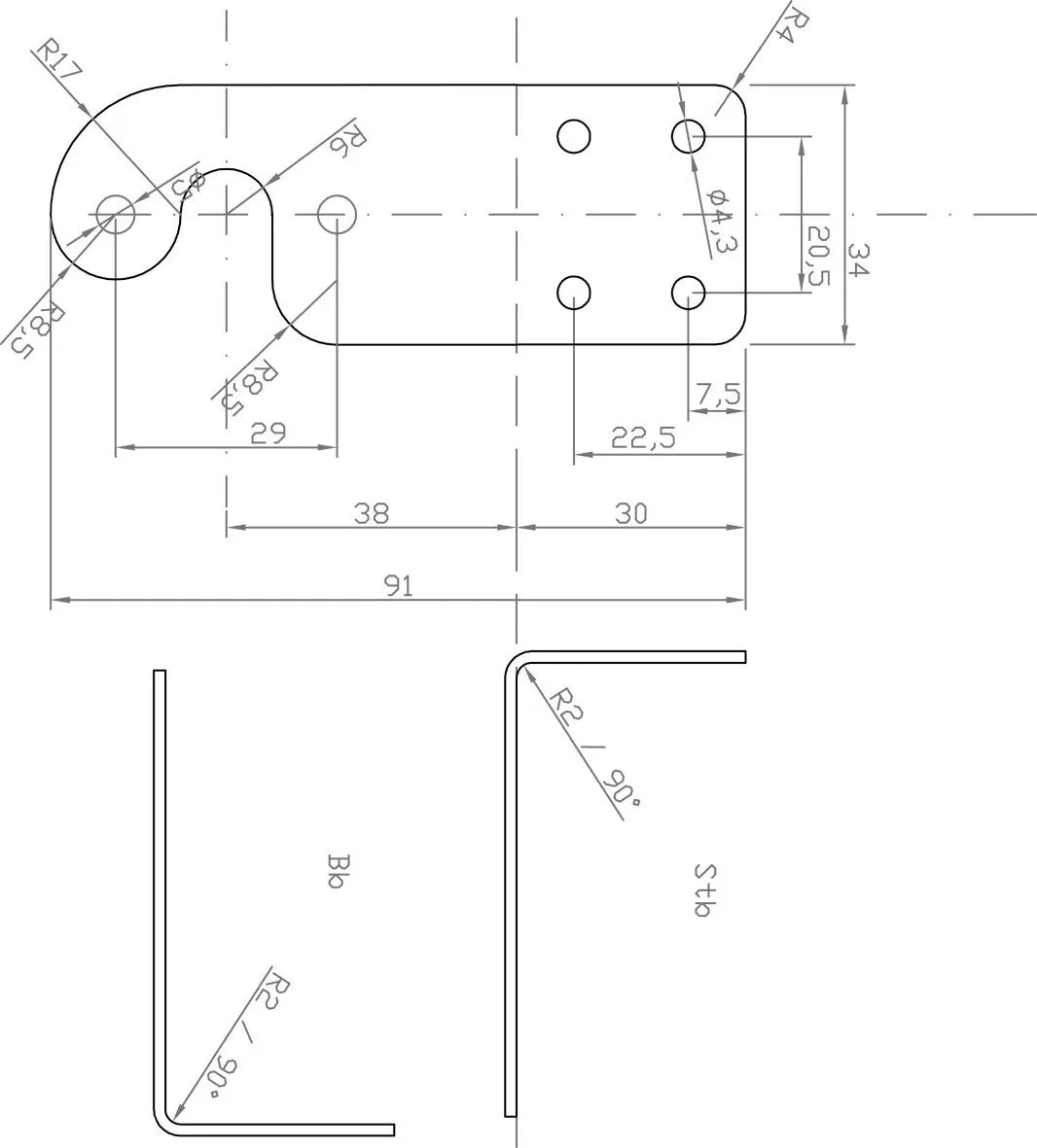 K2W Port Forward Facing Bracket - Stainless Steel - Image 2