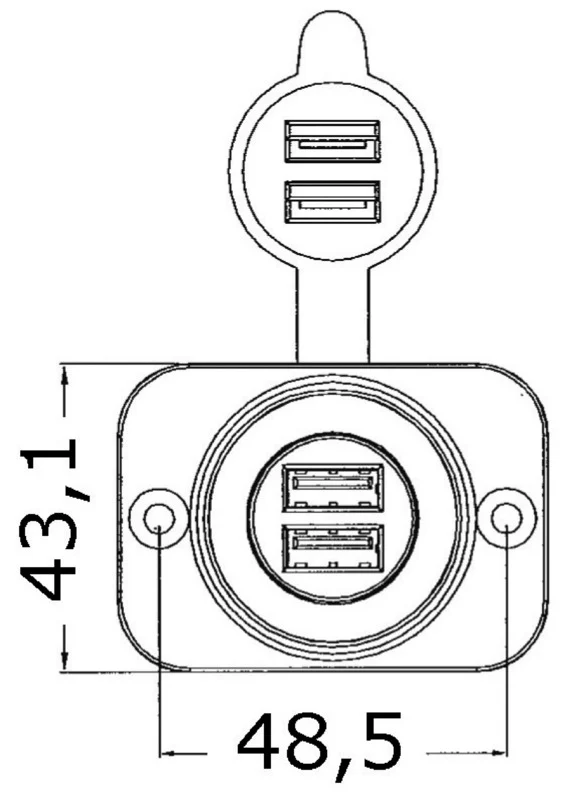 Osculati USB socket made of nylon and fit with protection cap to make them waterproof. 12-24V input, 5V USB output. - Image 2